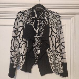 Fiisum Black & Silver Cardigan Sweater Size XL